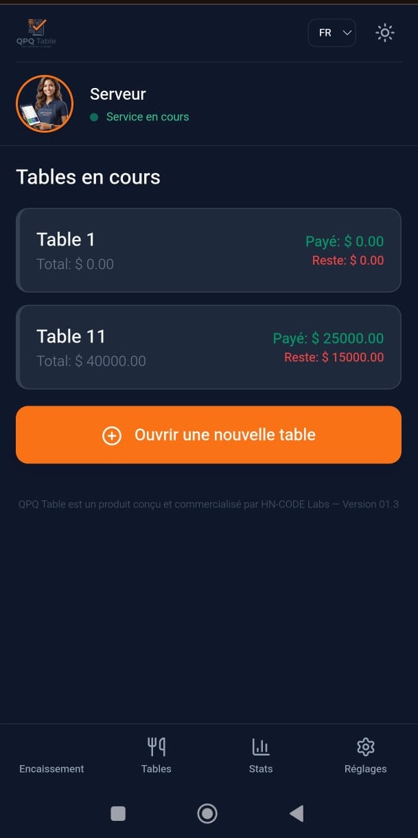 Tables ouvertes dans QPQ Table